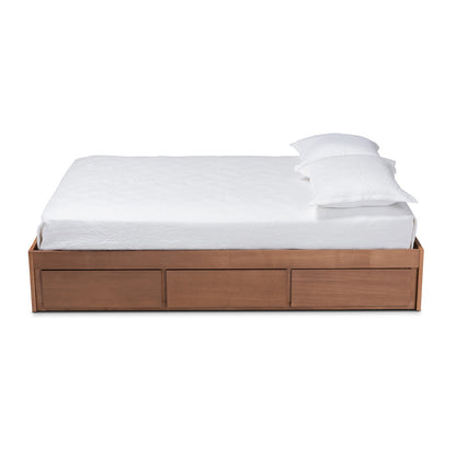 Baxton Studio - Wren Full Size Bed Frame in Walnut - MG6001-Walnut-Full view 3