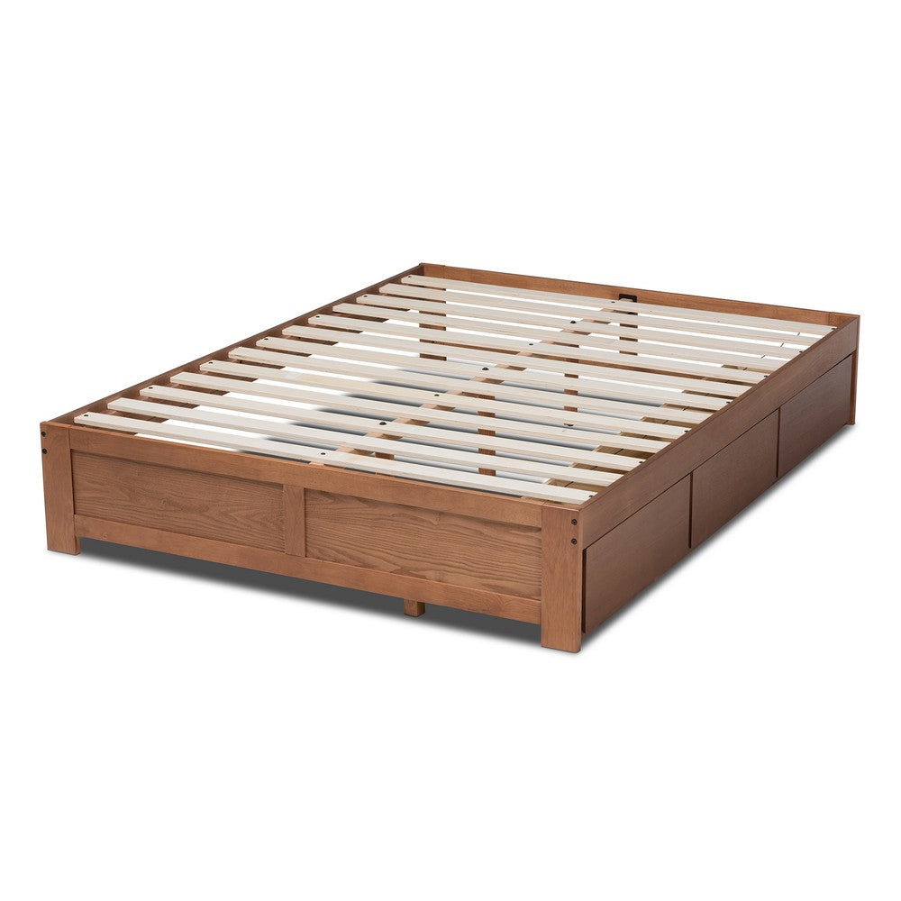 Baxton Studio - Wren Full Size Bed Frame in Walnut - MG6001-Walnut-Full view 4