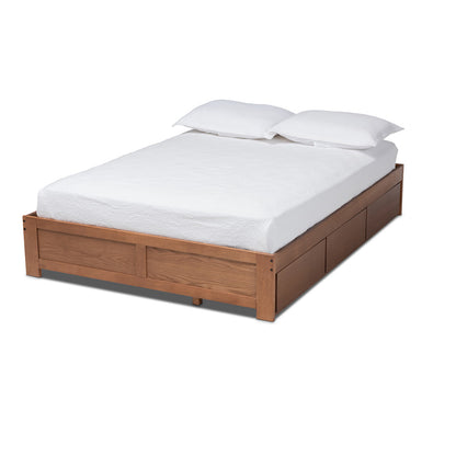 Baxton Studio - Wren Queen Size Bed Frame in Walnut - MG6001-Walnut-Queen view 1