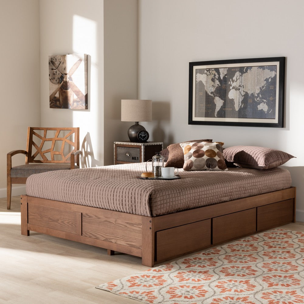 Baxton Studio - Wren Queen Size Bed Frame in Walnut - MG6001-Walnut-Queen view 8