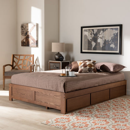 Baxton Studio - Wren Queen Size Bed Frame in Walnut - MG6001-Walnut-Queen view 8
