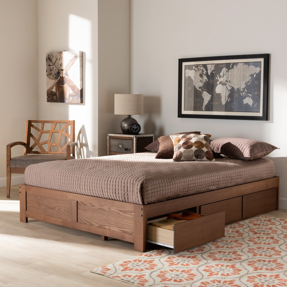 Baxton Studio - Wren Queen Size Bed Frame in Walnut - MG6001-Walnut-Queen view 9