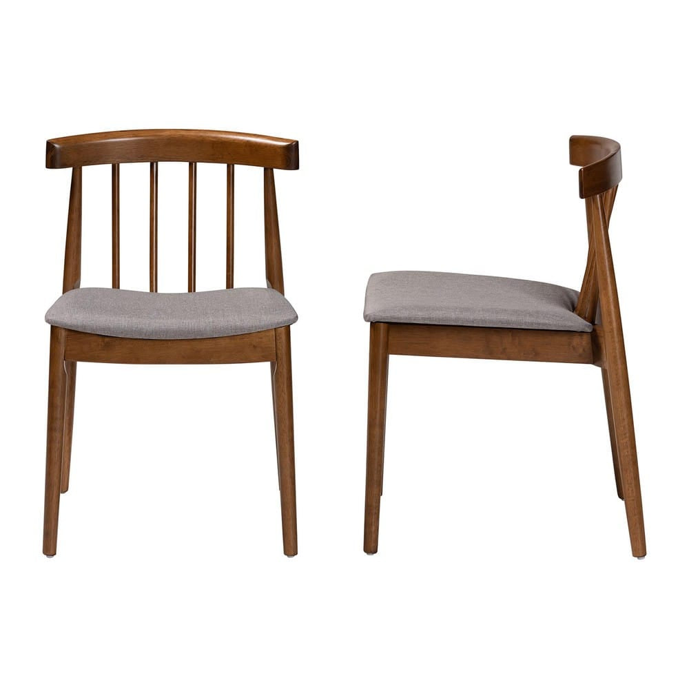 Baxton Studio - Wyatt Set of 2 Dining Chairs in Beige/"Walnut" Brown - Florence Dining Chair view 3