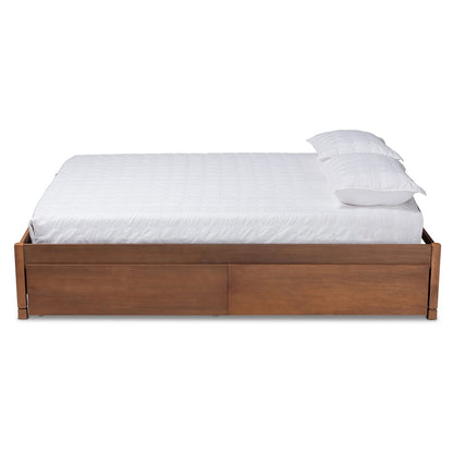 Baxton Studio - Yara Full Size Bed Frame in Walnut Brown - MG0068-Walnut-4DW-Full-Frame view 3