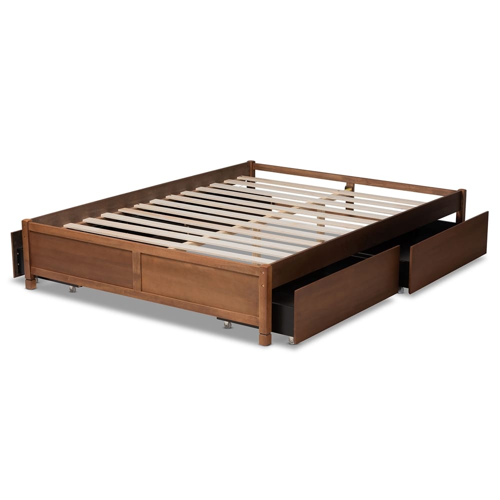 Baxton Studio - Yara Full Size Bed Frame in Walnut Brown - MG0068-Walnut-4DW-Full-Frame view 5