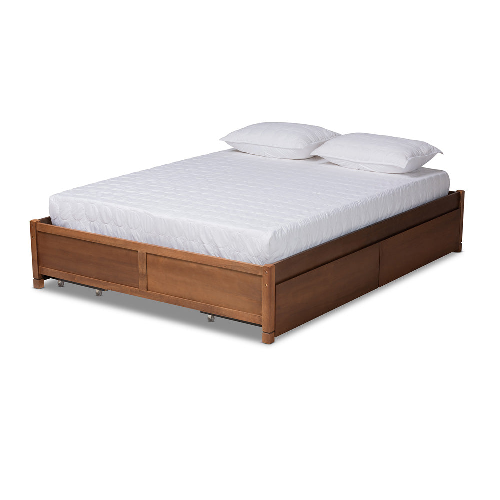 Baxton Studio - Yara King Size Bed Frame in Walnut Brown - MG0068-Walnut-4DW-King-Frame view 1