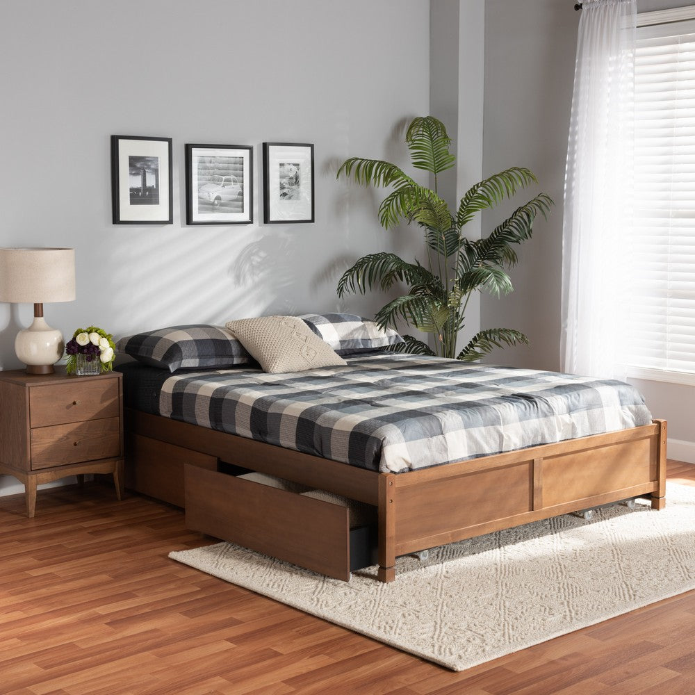 Baxton Studio - Yara King Size Bed Frame in Walnut Brown - MG0068-Walnut-4DW-King-Frame view 9