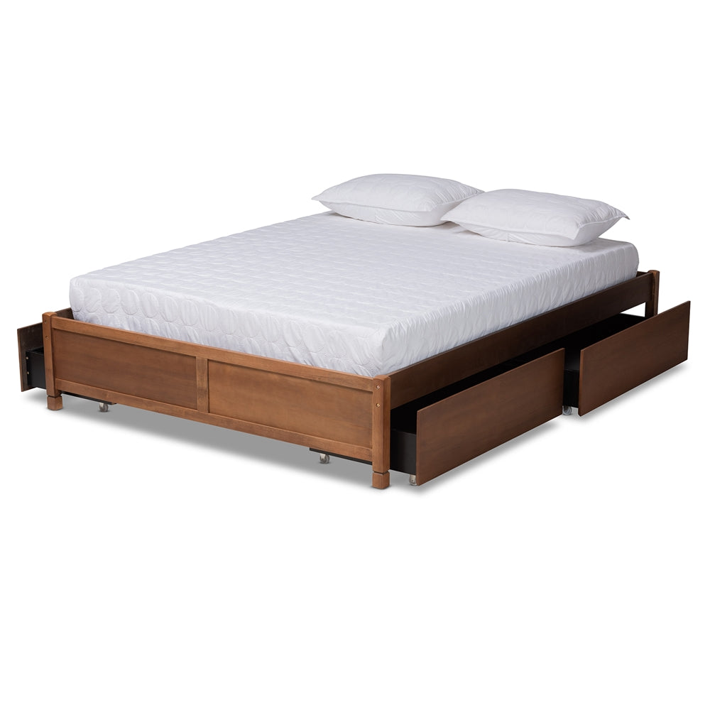 Baxton Studio - Yara Queen Size Bed Frame in Walnut Brown - MG0068-Walnut-4DW-Queen-Frame view 2