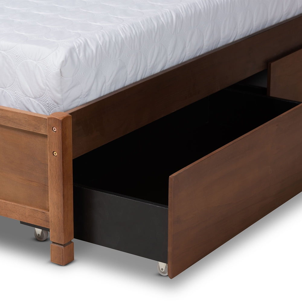 Baxton Studio - Yara Queen Size Bed Frame in Walnut Brown - MG0068-Walnut-4DW-Queen-Frame view 6