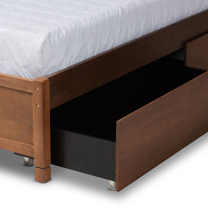 Baxton Studio - Yara Queen Size Bed Frame in Walnut Brown - MG0068-Walnut-4DW-Queen-Frame view 6