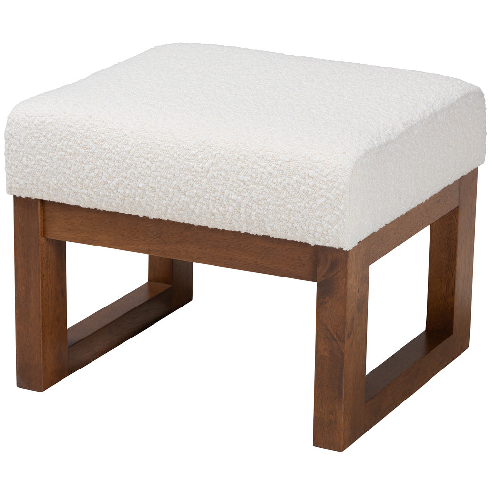 Baxton Studio - Yashiya Footstool in Off-White/Walnut Brown - BBT5200-Cream/Walnut-Stool view 1