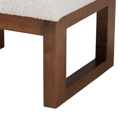 Baxton Studio - Yashiya Footstool in Off-White/Walnut Brown - BBT5200-Cream/Walnut-Stool view 4