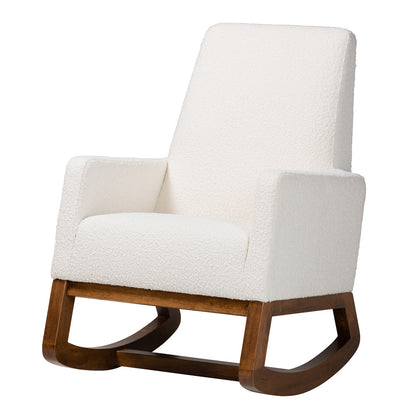 Baxton Studio - Yashiya Rocking Chair in Off-White/Walnut Brown - BBT5199-Cream/Walnut-RC view 1