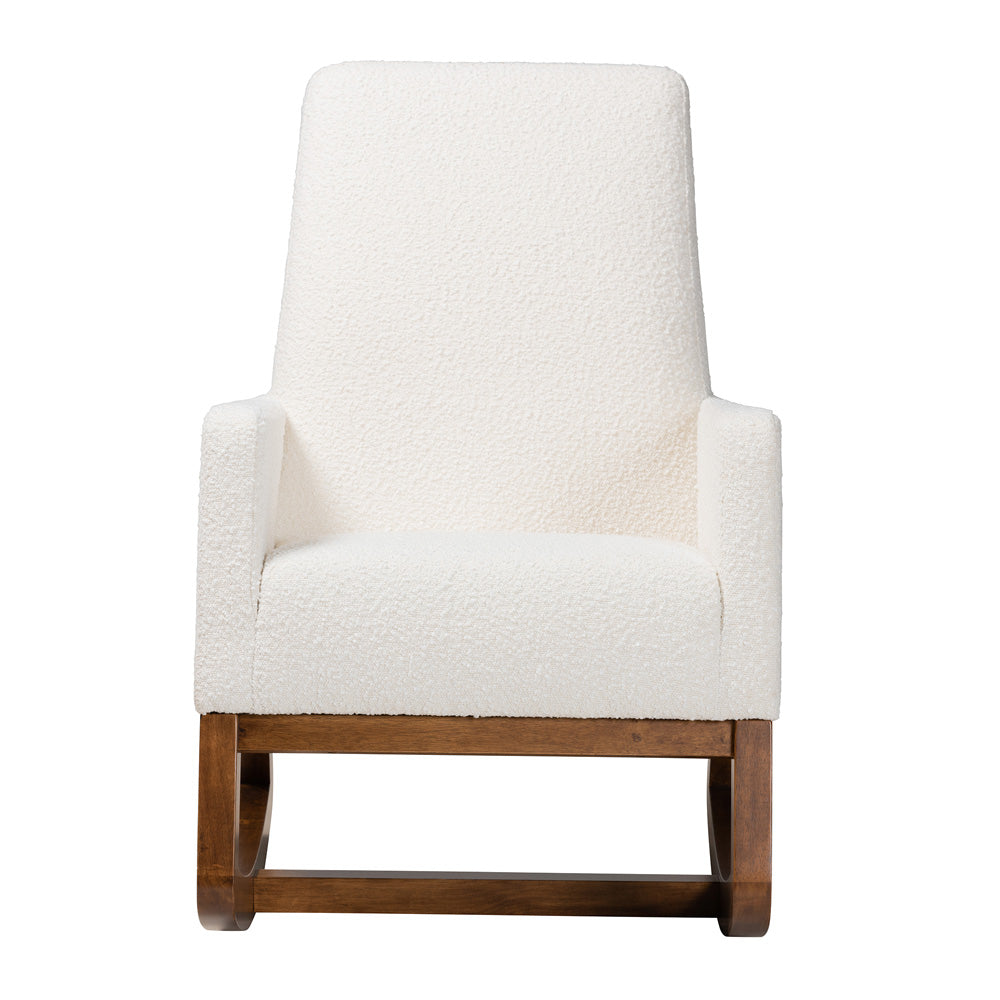 Baxton Studio - Yashiya Rocking Chair in Off-White/Walnut Brown - BBT5199-Cream/Walnut-RC view 2