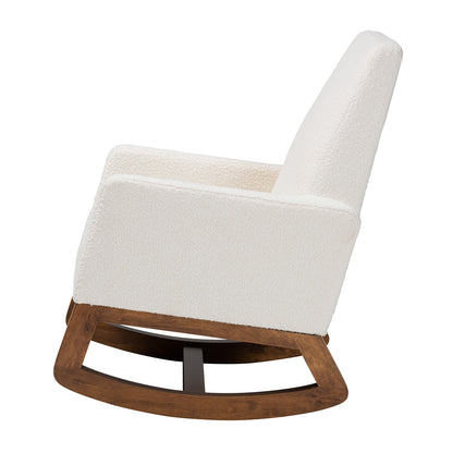 Baxton Studio - Yashiya Rocking Chair in Off-White/Walnut Brown - BBT5199-Cream/Walnut-RC view 3
