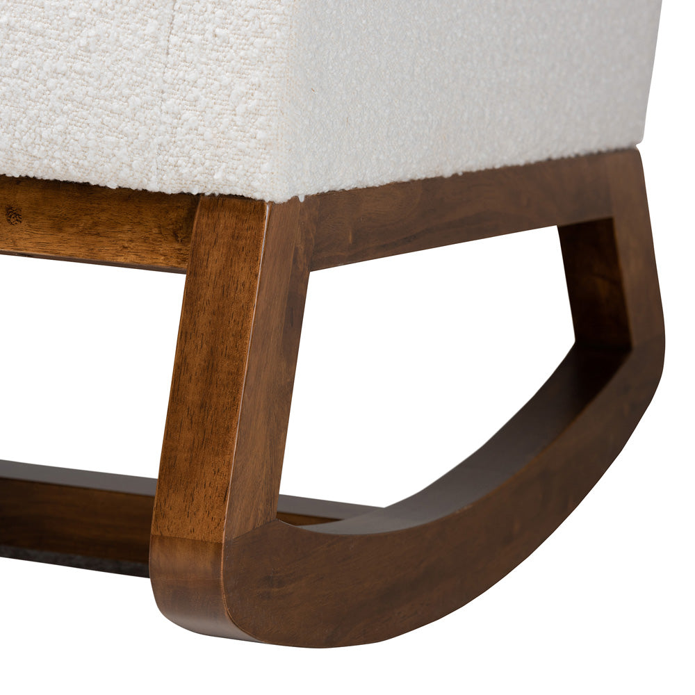 Baxton Studio - Yashiya Rocking Chair in Off-White/Walnut Brown - BBT5199-Cream/Walnut-RC view 6