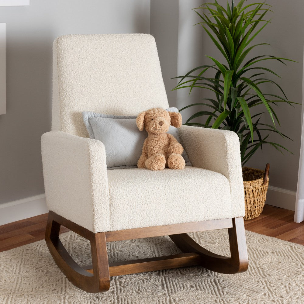 Baxton Studio - Yashiya Rocking Chair in Off-White/Walnut Brown - BBT5199-Cream/Walnut-RC view 8