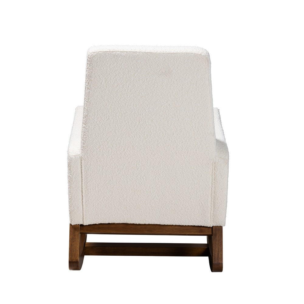 Baxton Studio - Yashiya Rocking Chair with Footstool in Off-White/Walnut Brown - BBT5199-Cream/Walnut Set view 4
