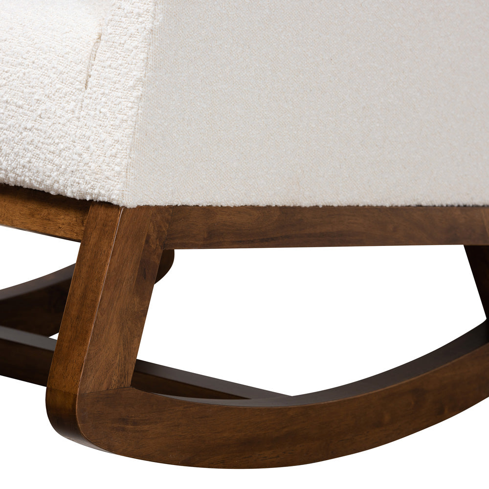 Baxton Studio - Yashiya Rocking Chair with Footstool in Off-White/Walnut Brown - BBT5199-Cream/Walnut Set view 6