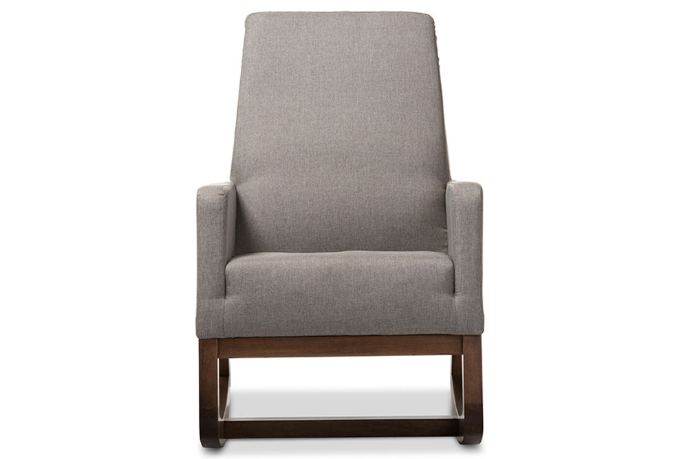 Baxton Studio - Yashiya Rocking Chair with Ottoman in Grey - BBT5199-Grey Set view 2