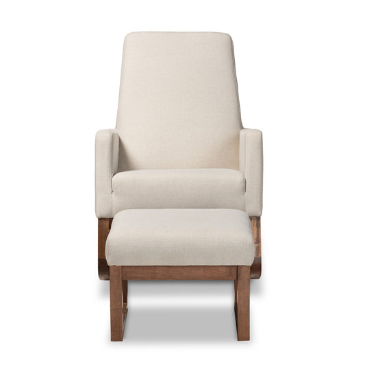 Baxton Studio - Yashiya Rocking Chair with Ottoman in Light Beige - BBT5200-Light Beige Set view 1