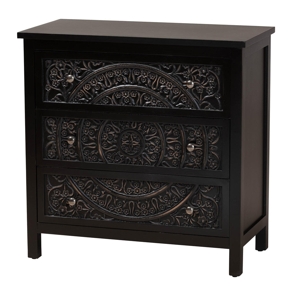 Baxton Studio - Yelena Storage Cabinet in Black/Chrome - JY23A006-Wooden-Storage Cabinet view 1