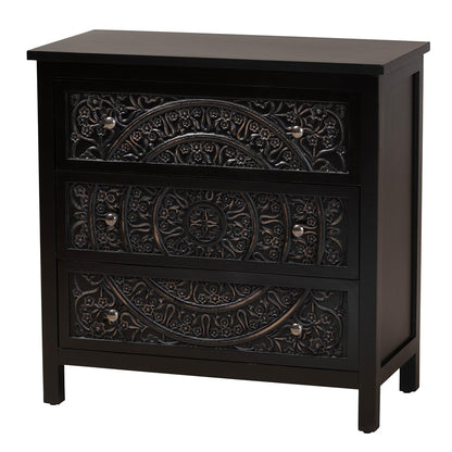 Baxton Studio - Yelena Storage Cabinet in Black/Chrome - JY23A006-Wooden-Storage Cabinet view 1