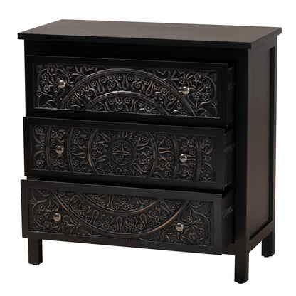 Baxton Studio - Yelena Storage Cabinet in Black/Chrome - JY23A006-Wooden-Storage Cabinet view 2