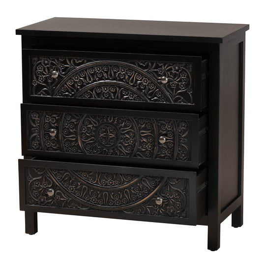 Baxton Studio - Yelena Storage Cabinet in Black/Chrome - JY23A006-Wooden-Storage Cabinet view 2