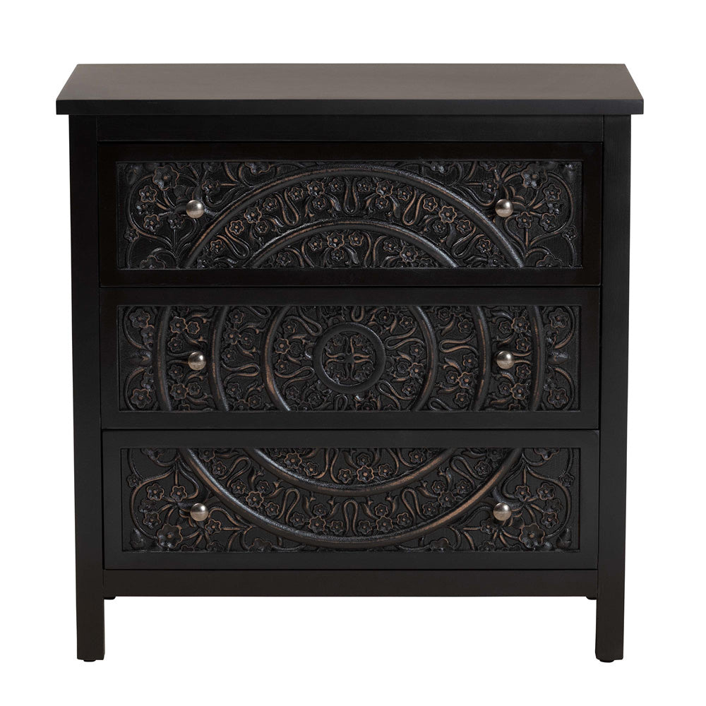 Baxton Studio - Yelena Storage Cabinet in Black/Chrome - JY23A006-Wooden-Storage Cabinet view 3