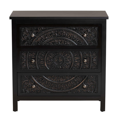 Baxton Studio - Yelena Storage Cabinet in Black/Chrome - JY23A006-Wooden-Storage Cabinet view 3