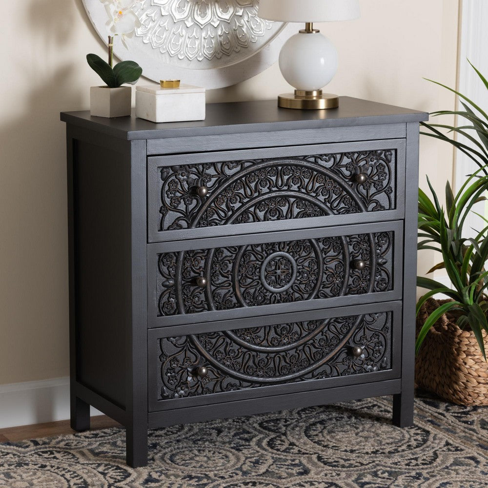 Baxton Studio - Yelena Storage Cabinet in Black/Chrome - JY23A006-Wooden-Storage Cabinet view 8