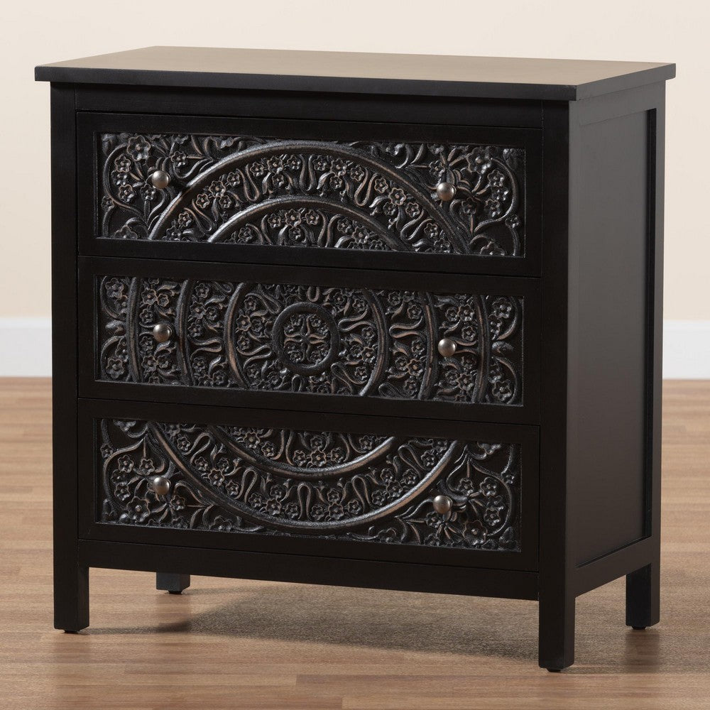 Baxton Studio - Yelena Storage Cabinet in Black/Chrome - JY23A006-Wooden-Storage Cabinet view 9