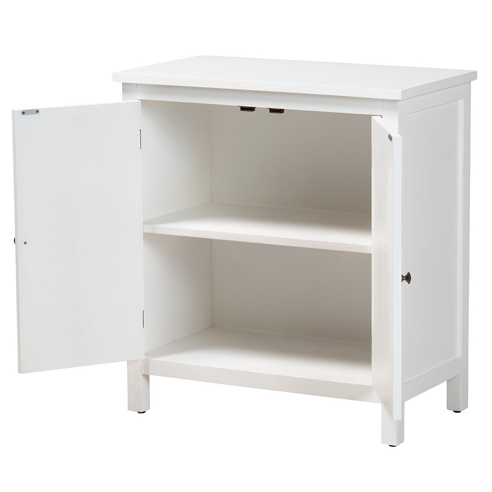Baxton Studio - Yelena Storage Cabinet in White/Chrome - JY23A004-Wooden-Storage Cabinet view 2