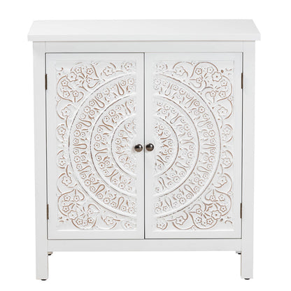 Baxton Studio - Yelena Storage Cabinet in White/Chrome - JY23A004-Wooden-Storage Cabinet view 3
