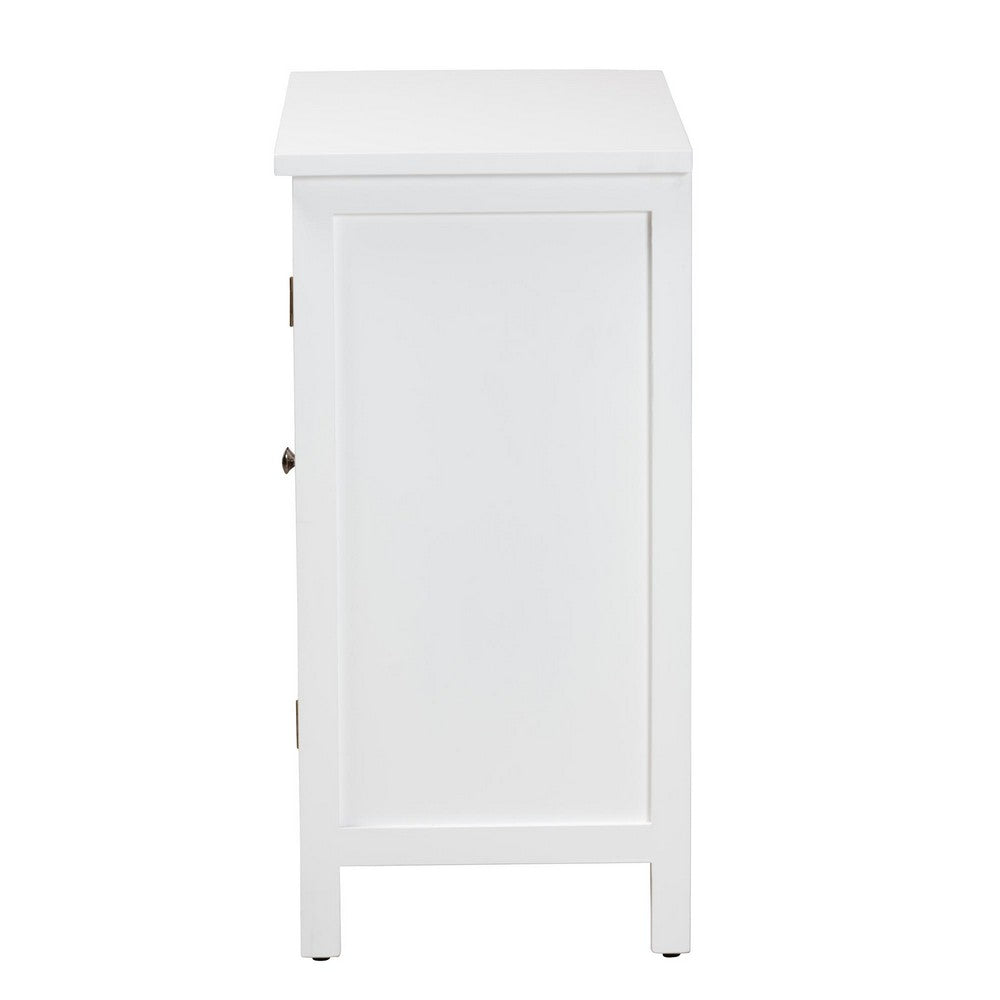 Baxton Studio - Yelena Storage Cabinet in White/Chrome - JY23A004-Wooden-Storage Cabinet view 4