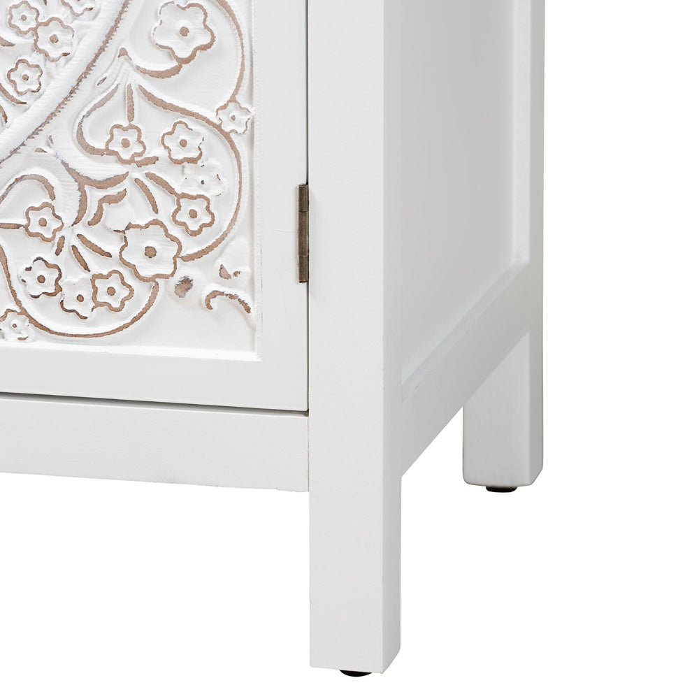 Baxton Studio - Yelena Storage Cabinet in White/Chrome - JY23A004-Wooden-Storage Cabinet view 6