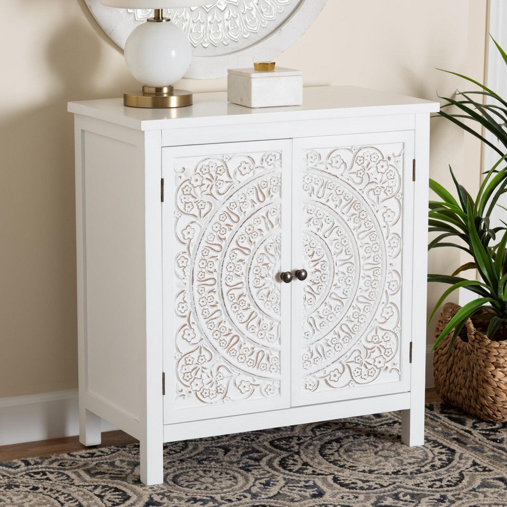 Baxton Studio - Yelena Storage Cabinet in White/Chrome - JY23A004-Wooden-Storage Cabinet view 8