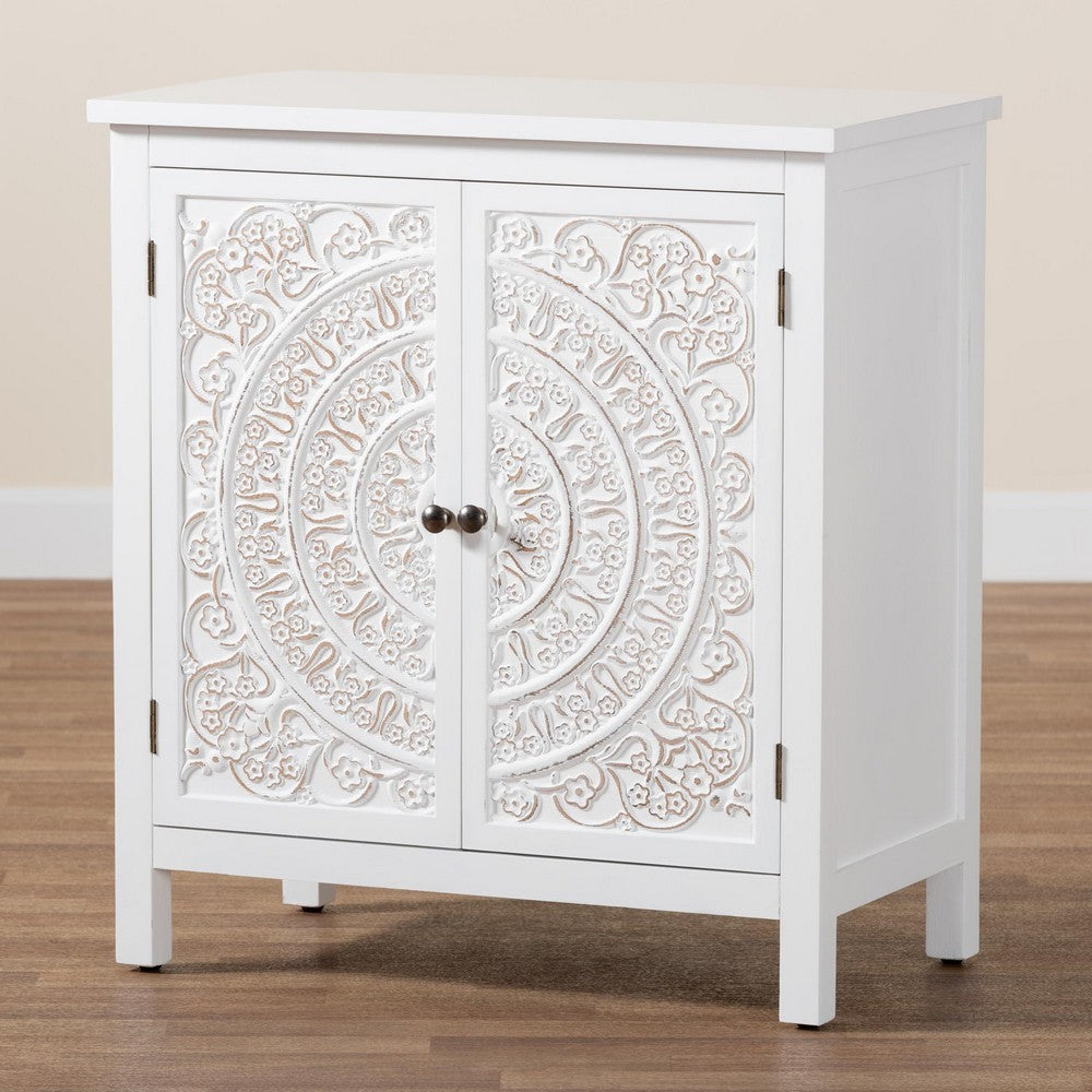 Baxton Studio - Yelena Storage Cabinet in White/Chrome - JY23A004-Wooden-Storage Cabinet view 9