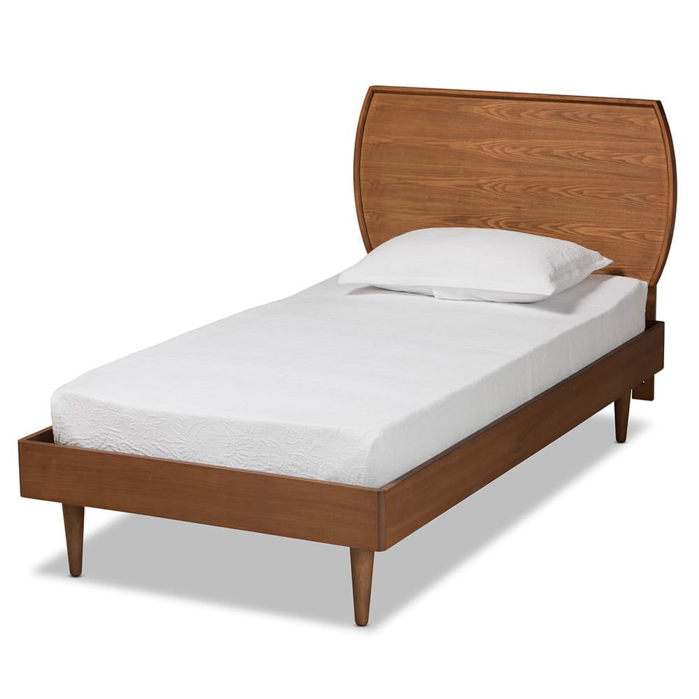 Baxton Studio - Yori Twin Size Bed in Walnut Brown  - Yori-Ash Walnut-Twin view 1