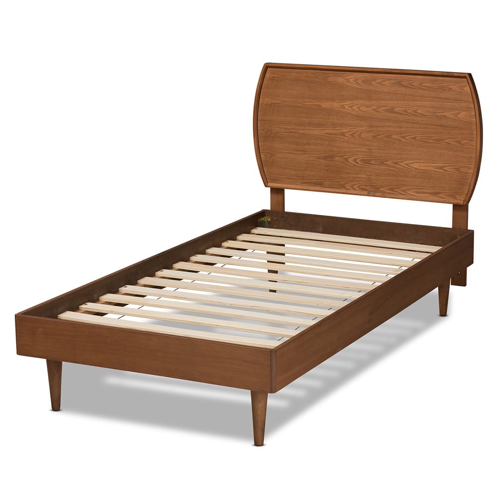 Baxton Studio - Yori Twin Size Bed in Walnut Brown  - Yori-Ash Walnut-Twin view 3
