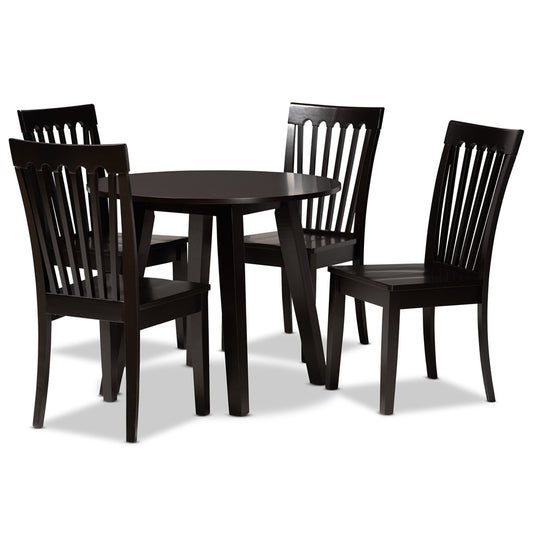 Baxton Studio - Zala Dining Set in Dark Brown - Zala-Dark Brown-5PC Dining Set view 1