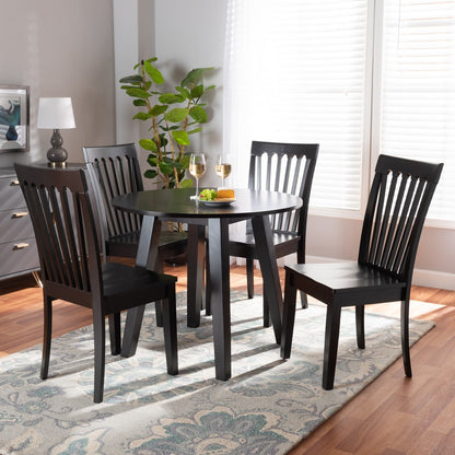 Baxton Studio - Zala Dining Set in Dark Brown - Zala-Dark Brown-5PC Dining Set view 7