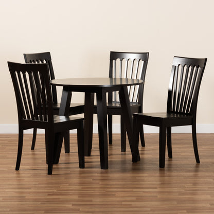 Baxton Studio - Zala Dining Set in Dark Brown - Zala-Dark Brown-5PC Dining Set view 8
