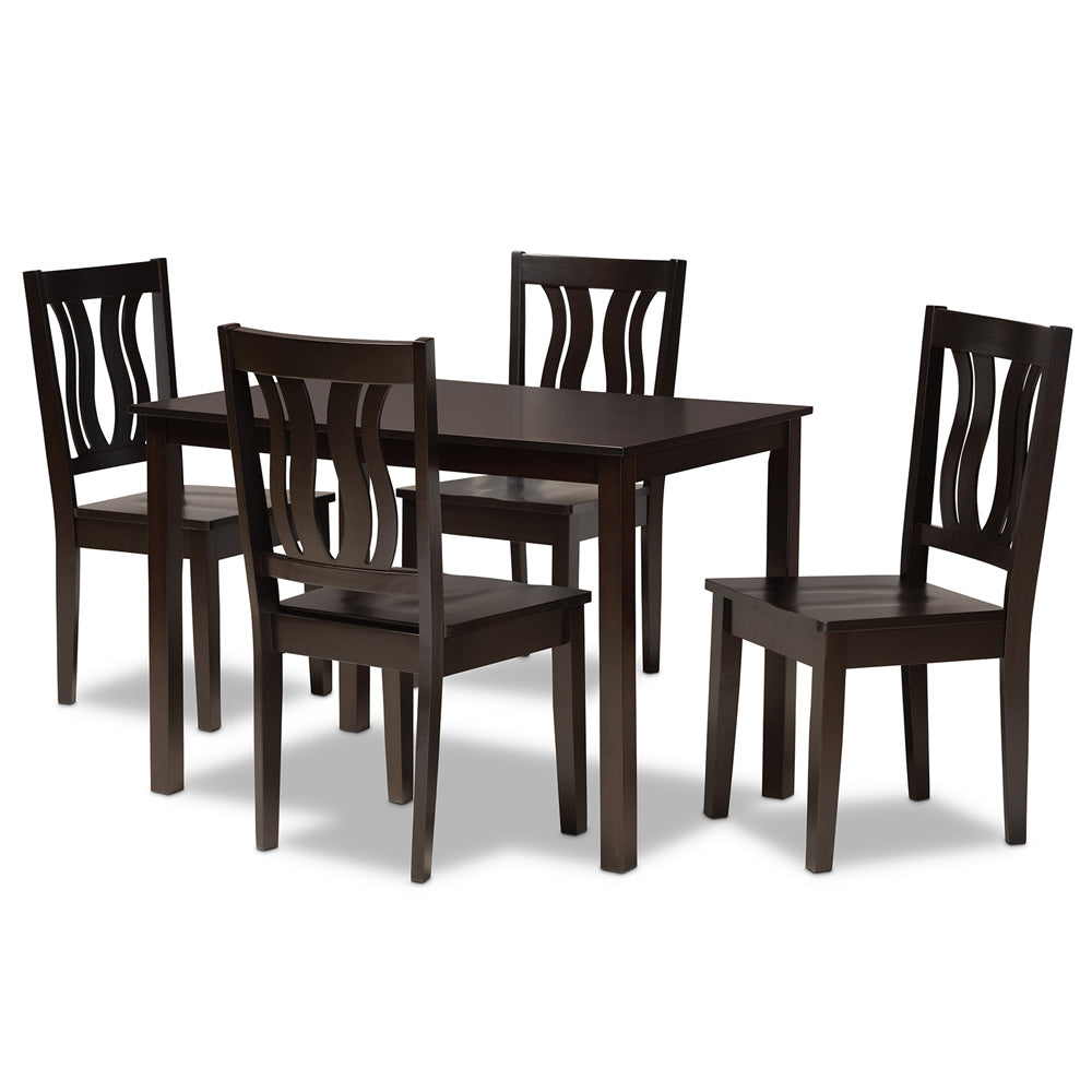 Baxton Studio - Zamira Dining Set in Dark Brown - Zamira-Dark Brown-5PC Dining Set view 1