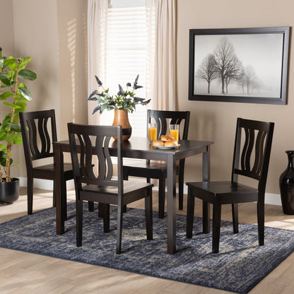 Baxton Studio - Zamira Dining Set in Dark Brown - Zamira-Dark Brown-5PC Dining Set view 7
