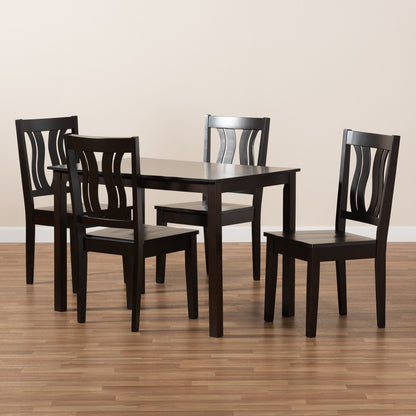 Baxton Studio - Zamira Dining Set in Dark Brown - Zamira-Dark Brown-5PC Dining Set view 8