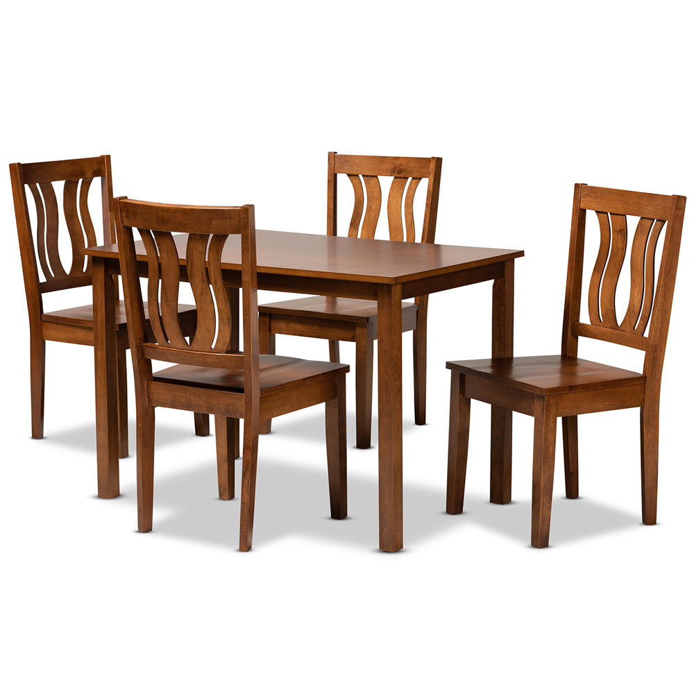 Baxton Studio - Zamira Dining Set in Walnut Brown - Zamira-Walnut-5PC Dining Set view 1