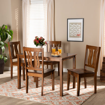 Baxton Studio - Zamira Dining Set in Walnut Brown - Zamira-Walnut-5PC Dining Set view 7