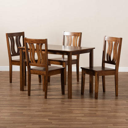 Baxton Studio - Zamira Dining Set in Walnut Brown - Zamira-Walnut-5PC Dining Set view 8